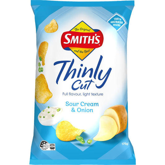 Smith's Thinly Cut Potato Chips Share Pack Sour Cream & Onion 175g