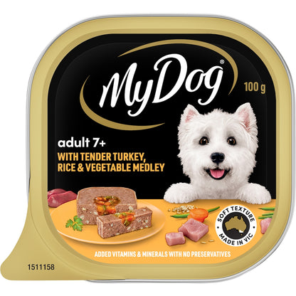 My Dog Adult 7+ Turkey & Rice With Vegetables Wet Food Tray 100g