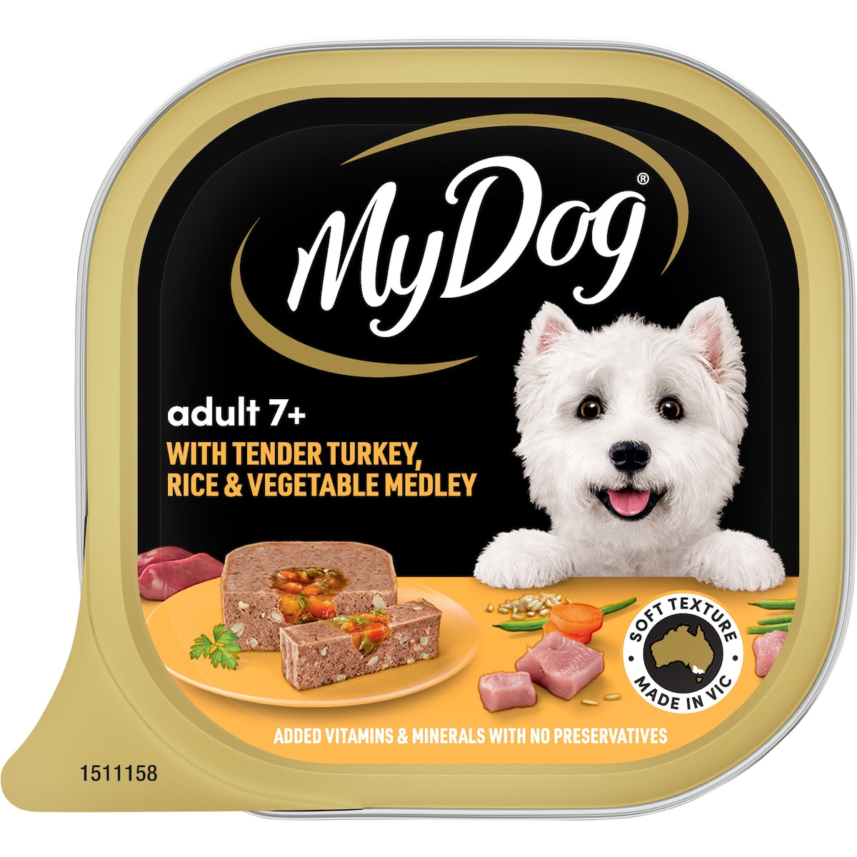 My Dog Adult 7+ Turkey & Rice With Vegetables Wet Food Tray 100g