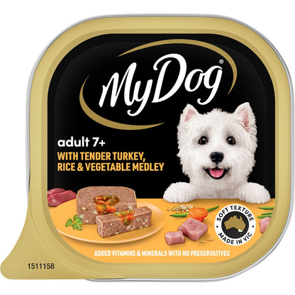 My Dog Adult 7+ Turkey & Rice With Vegetables Wet Food Tray 100g