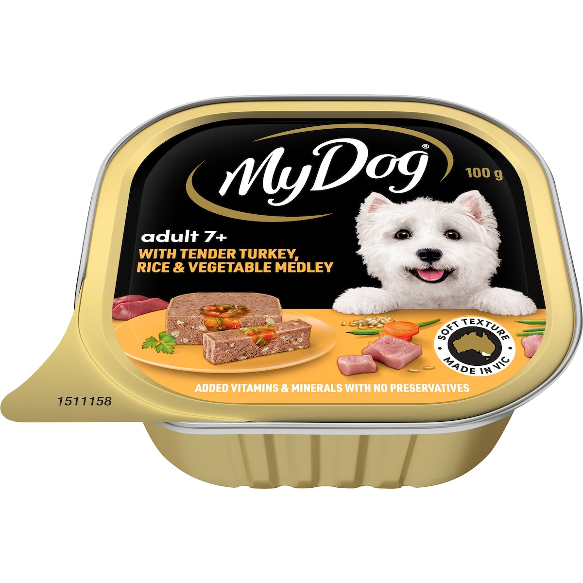 My Dog Adult 7+ Turkey & Rice With Vegetables Wet Food Tray 100g