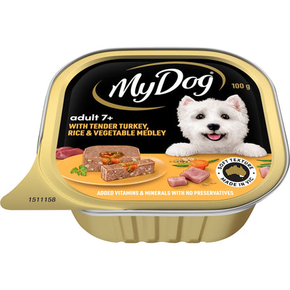My Dog Adult 7+ Turkey & Rice With Vegetables Wet Food Tray 100g