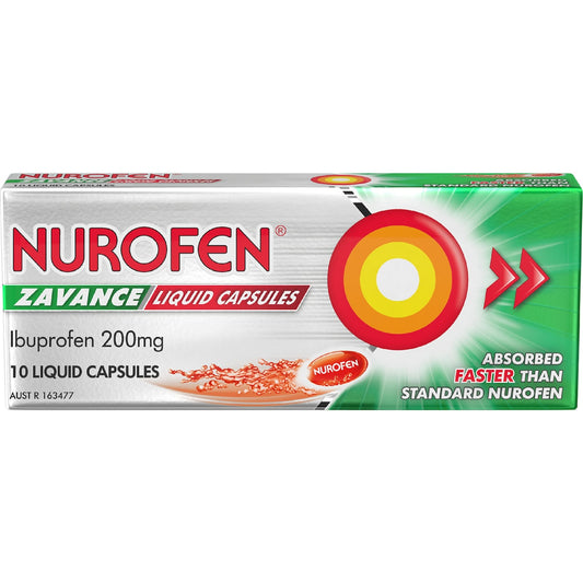 Nurofen Zavance Fast Pain Relief Liquid Capsules Ibuprofen 10 Pack