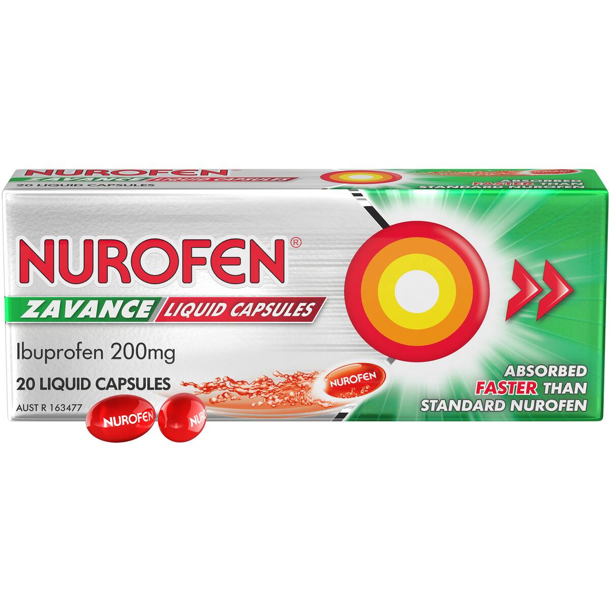 Nurofen Zavance Fast Pain Relief Liquid Capsules Ibuprofen 20 Pack