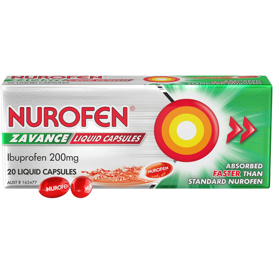 Nurofen Zavance Fast Pain Relief Liquid Capsules Ibuprofen 20 Pack