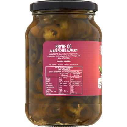 Bryne Co Sliced Pickled Jalapenos 500g