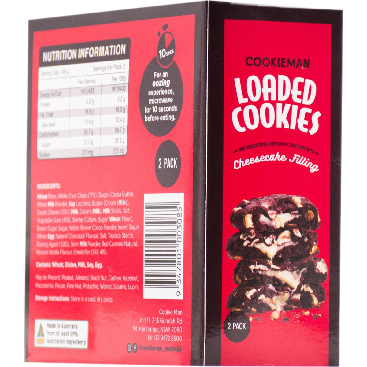 Cookieman Loaded Red Velvet Cheesecake Filled Cookies 2 Pack