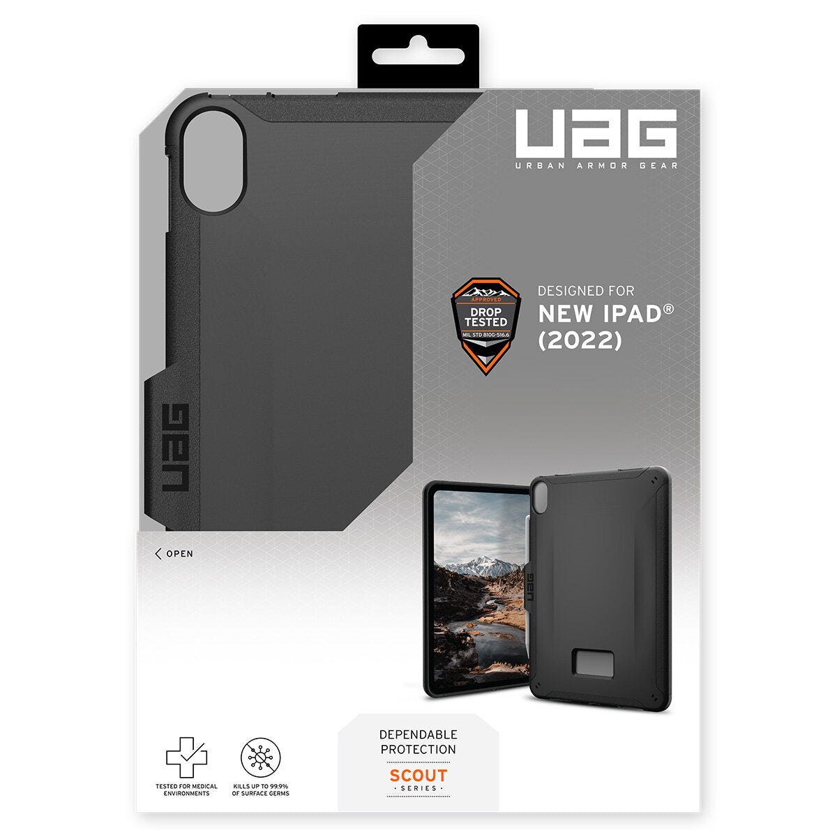 UAG Scout Rugged Case for iPad 10th Gen Black Kickstand Strap 12339HB14040