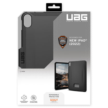 UAG Scout Rugged Case for iPad 10th Gen Black Kickstand Strap 12339HB14040