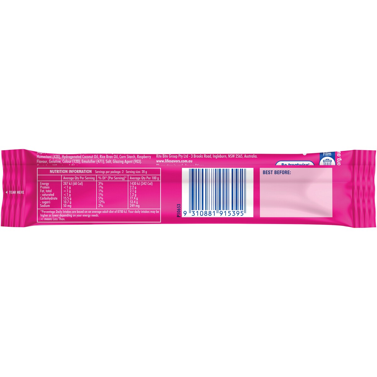 Life Savers Raspberry Sherbert Fixx Stix 40g