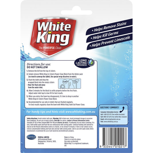 White King In-cistern Power Clean Bright White 2 Pack Each