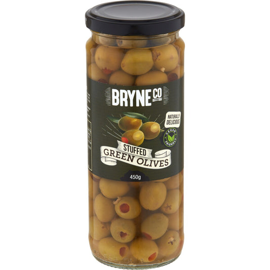 Bryne Co Stuffed Green Olives 450g