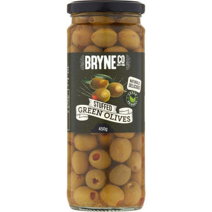 Bryne Co Stuffed Green Olives 450g