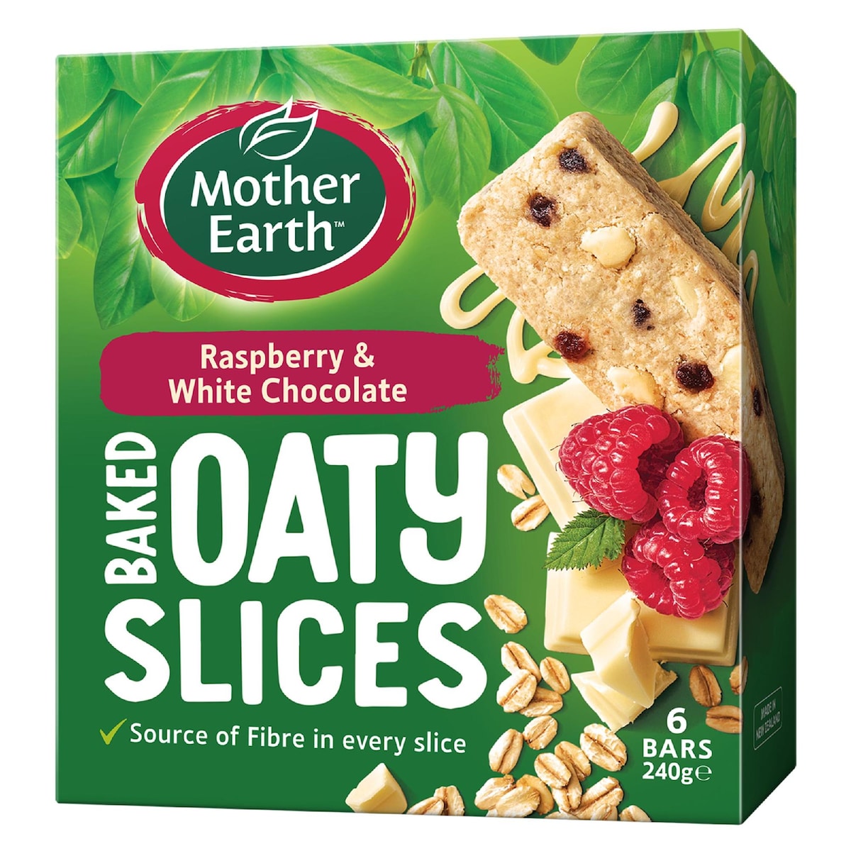 Mother Earth Golden Baked Oaty Slice Raspberry Chocolate 6 Pack 240g