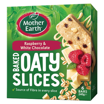Mother Earth Golden Baked Oaty Slice Raspberry Chocolate 6 Pack 240g