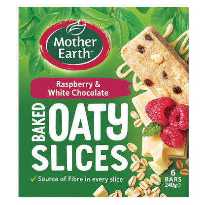 Mother Earth Golden Baked Oaty Slice Raspberry Chocolate 6 Pack 240g