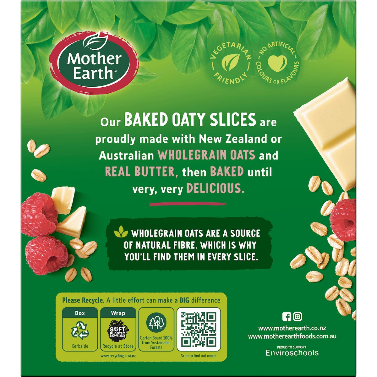 Mother Earth Golden Baked Oaty Slice Raspberry Chocolate 40g X 6 Pack