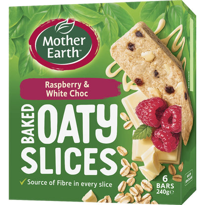Mother Earth Golden Baked Oaty Slice Raspberry Chocolate 40g X 6 Pack