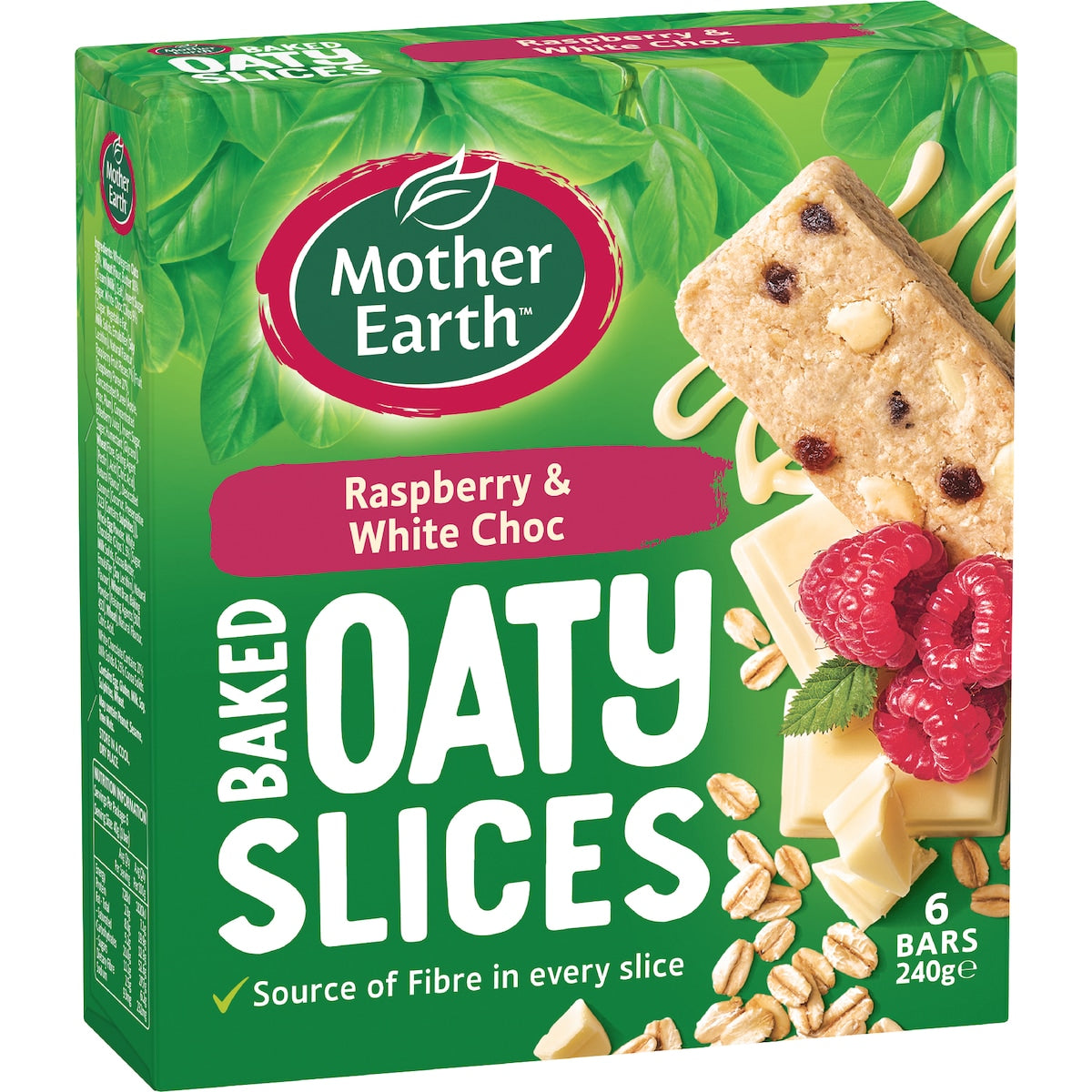 Mother Earth Golden Baked Oaty Slice Raspberry Chocolate 40g X 6 Pack