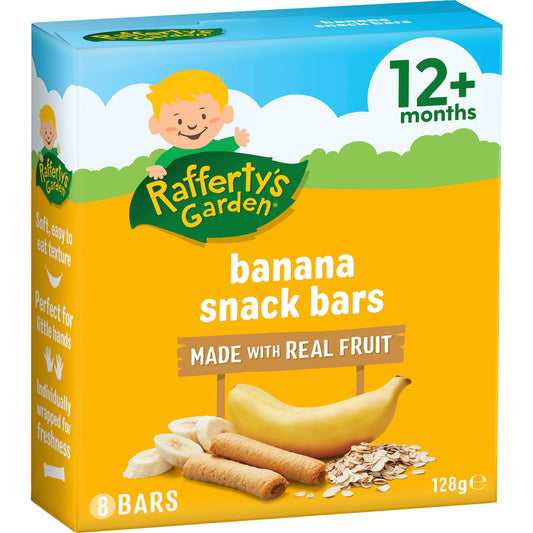 Raffertys Garden Baby Food Banana Fruit Snack Bars 12+ Months 8 pack