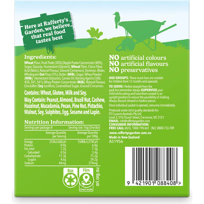 Raffertys Garden Apple Snack Bars With Real Fruit 12+ Months 8 Pack