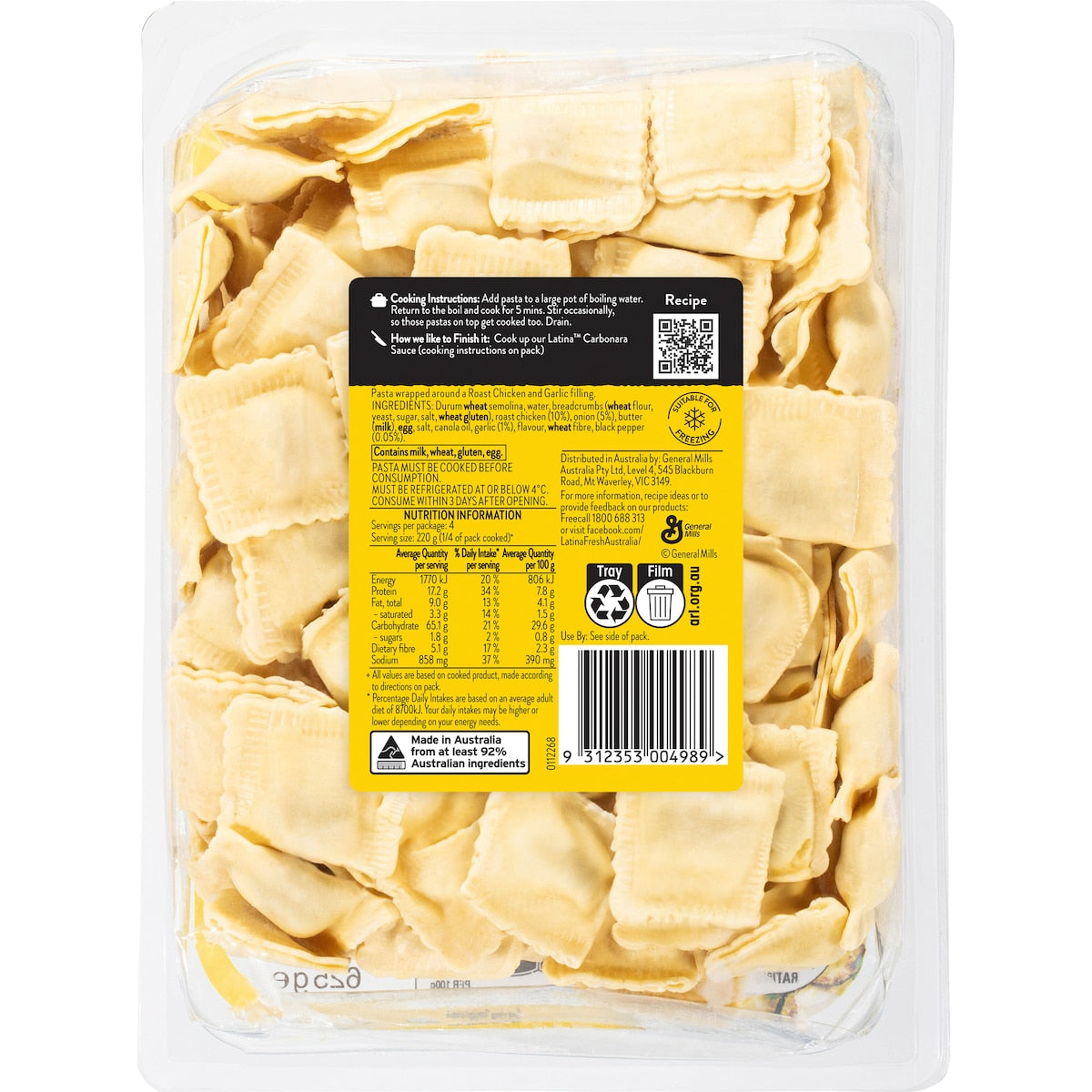 Latina Fresh Roast Chicken & Garlic Ravioli Pasta 625g