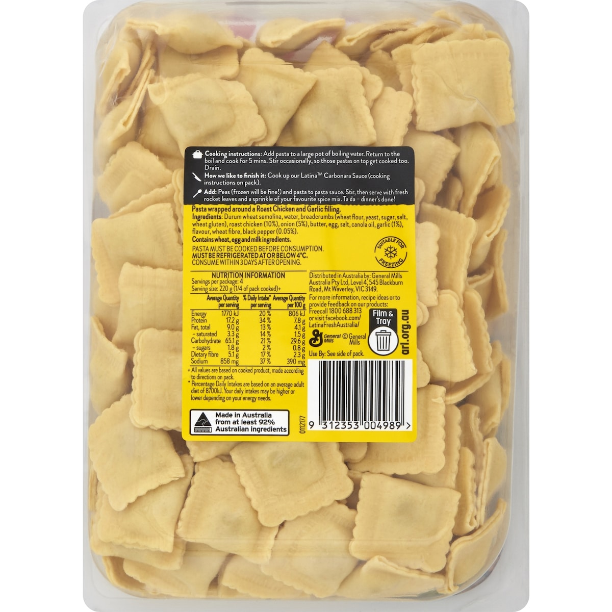 Latina Fresh Roast Chicken & Garlic Ravioli Pasta 625g