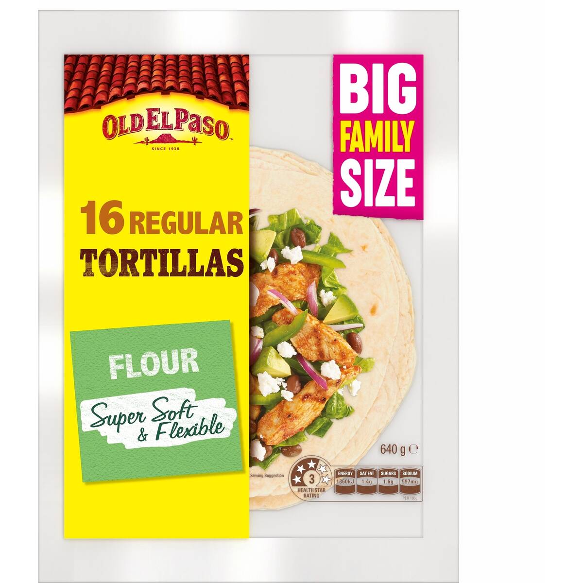 Old El Paso Family Tortilla Fajita Wraps 16 Pack