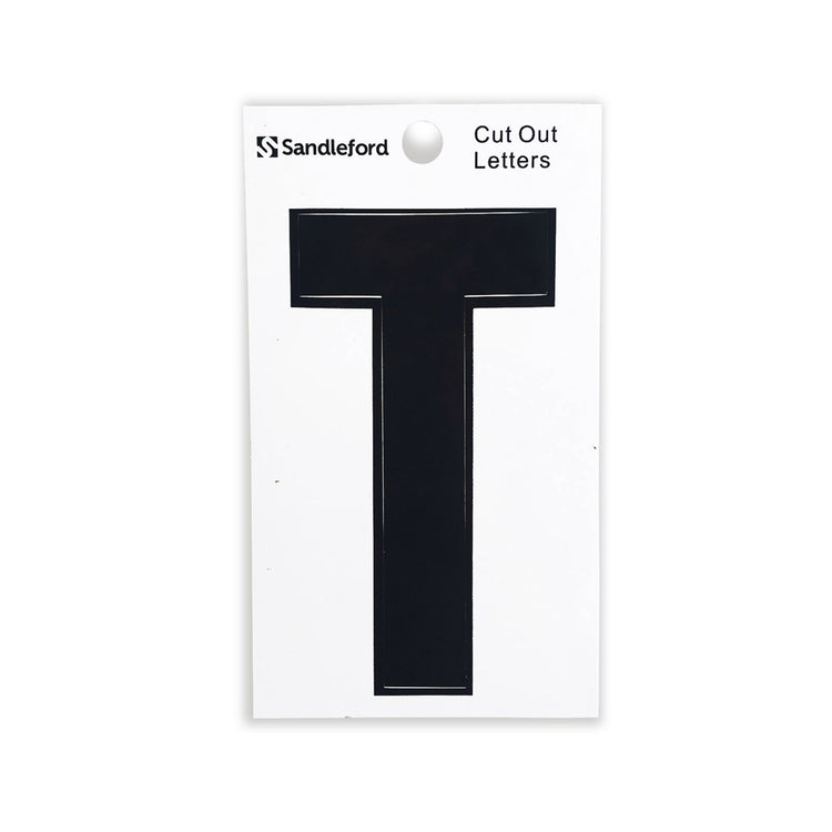 Sandleford Black Cut Out Self Adhesive House Letter T - 85mm