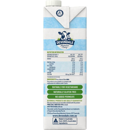 Devondale Skim Milk Long Life Uht Milk 1l