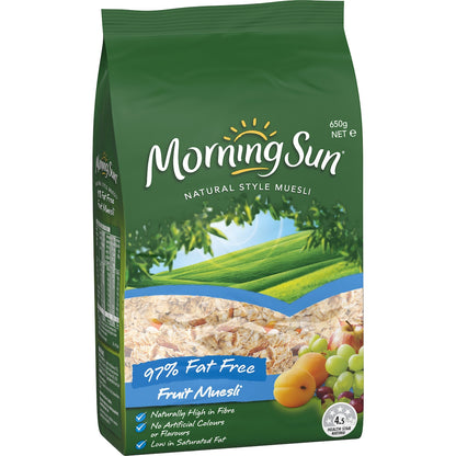 Morning Sun Naturual Style Muesli 97% Fat Free Breakfast Cereal 650g