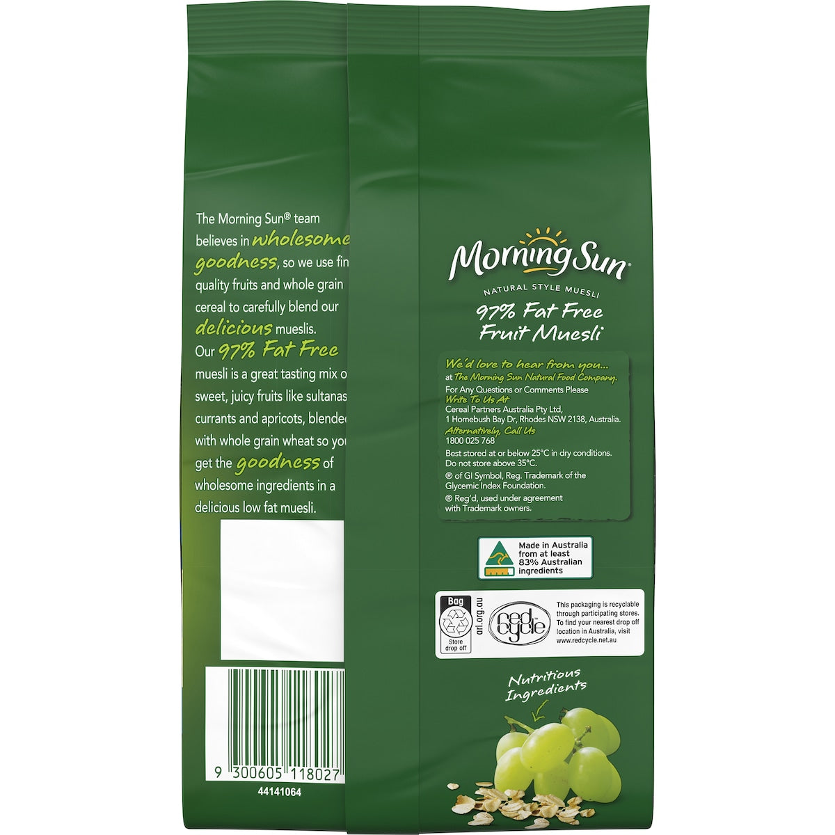 Morning Sun Naturual Style Muesli 97% Fat Free Breakfast Cereal 650g