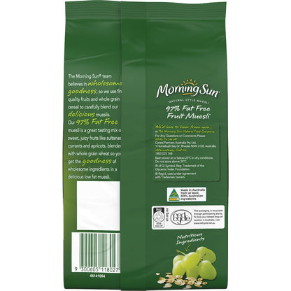 Morning Sun Naturual Style Muesli 97% Fat Free Breakfast Cereal 650g