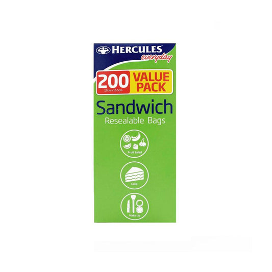 Hercules Resealable Sandwich Bags - 200 Pack