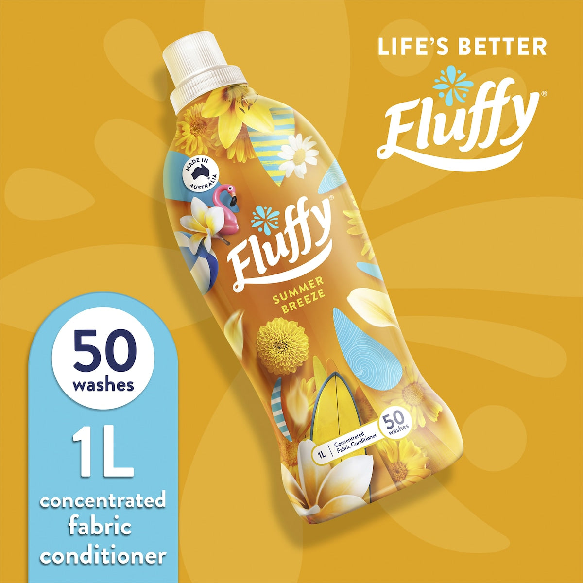 Fluffy Fabric Softener Concentrate Summer Breeze 1l