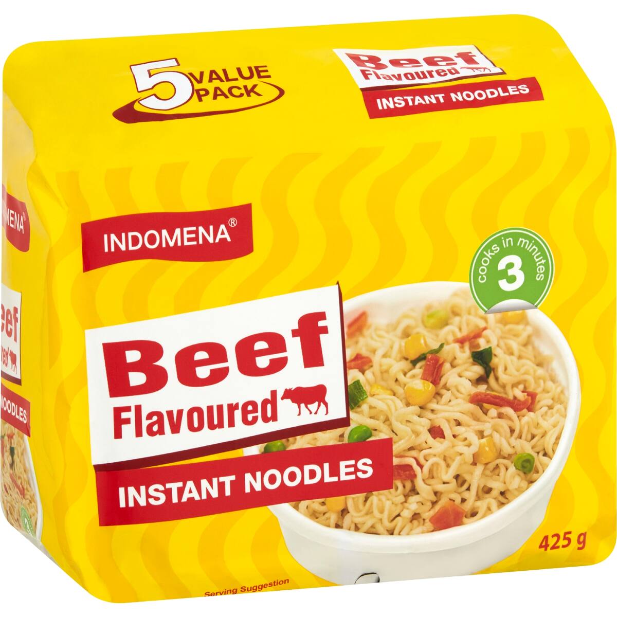 Indomena Instant Noodles Beef Flavoured 425g 5 Pack