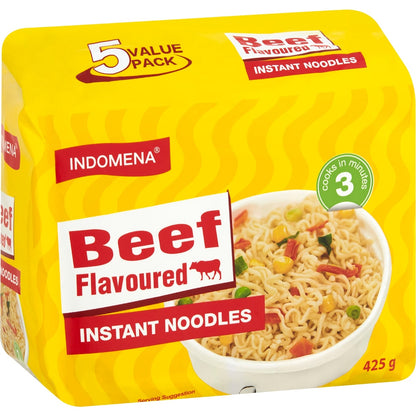 Indomena Instant Noodles Beef Flavoured 425g 5 Pack