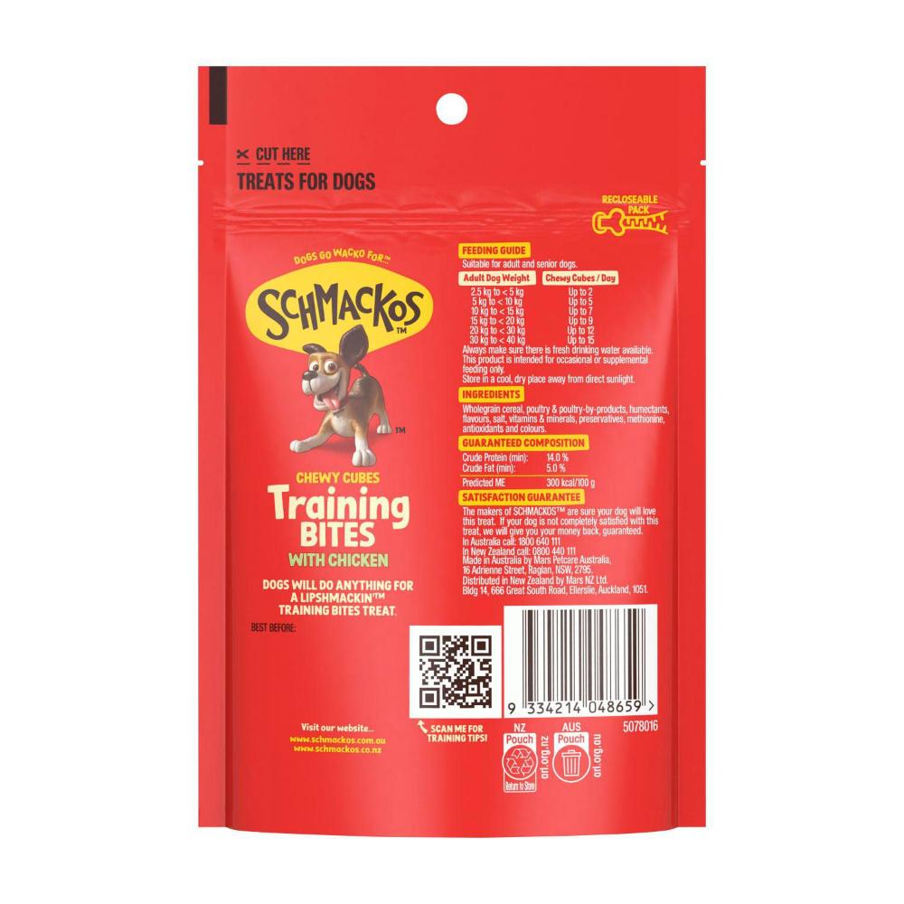 Schmackos Tasty Bites Dog Treats Chewy Cubes With Chicken - 130g