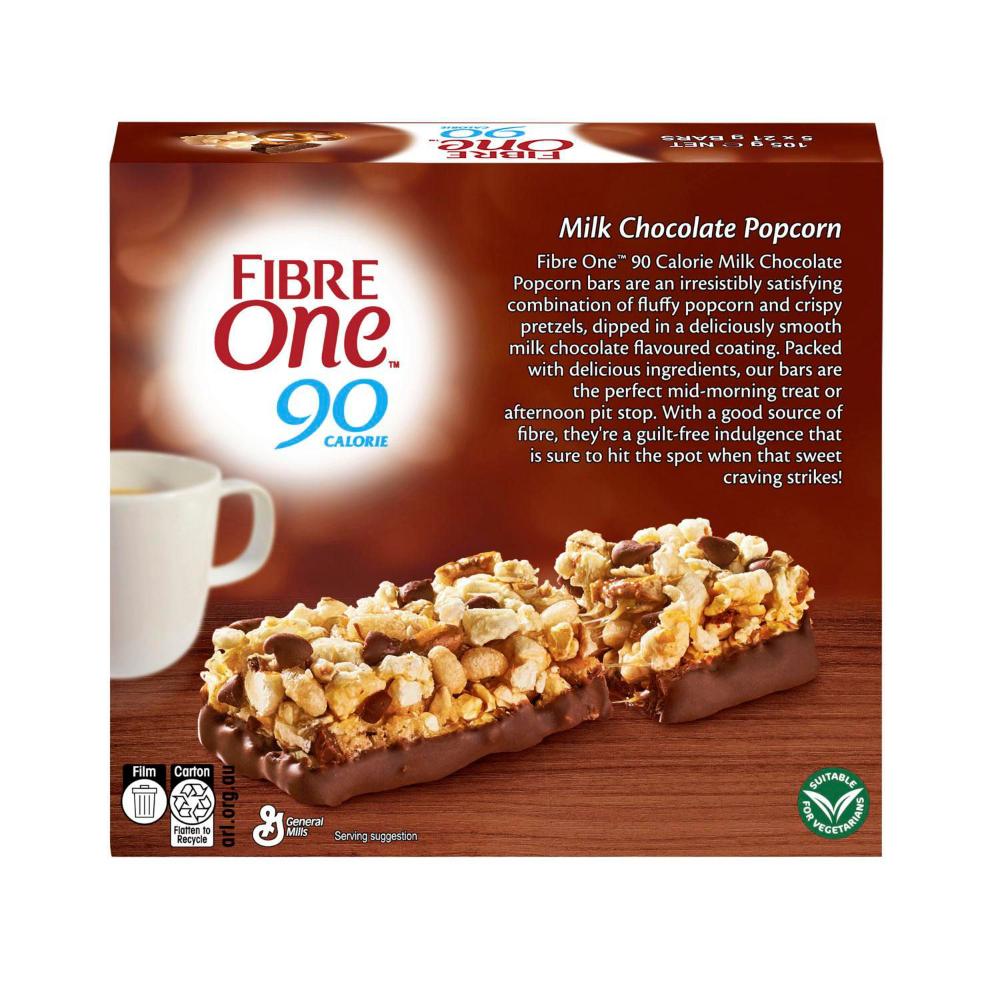 Fibre One Milk Chocolate Popcorn Bars - 105g