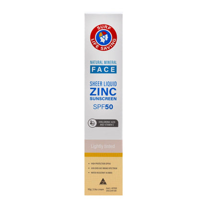 Surf Life Saving Natural Mineral Face Sheer Liquid Zinc Sunscreen Spf50 110g