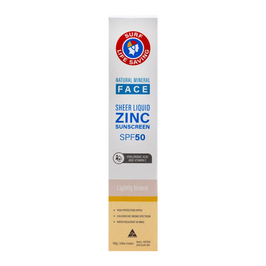 Surf Life Saving Natural Mineral Face Sheer Liquid Zinc Sunscreen Spf50 110g