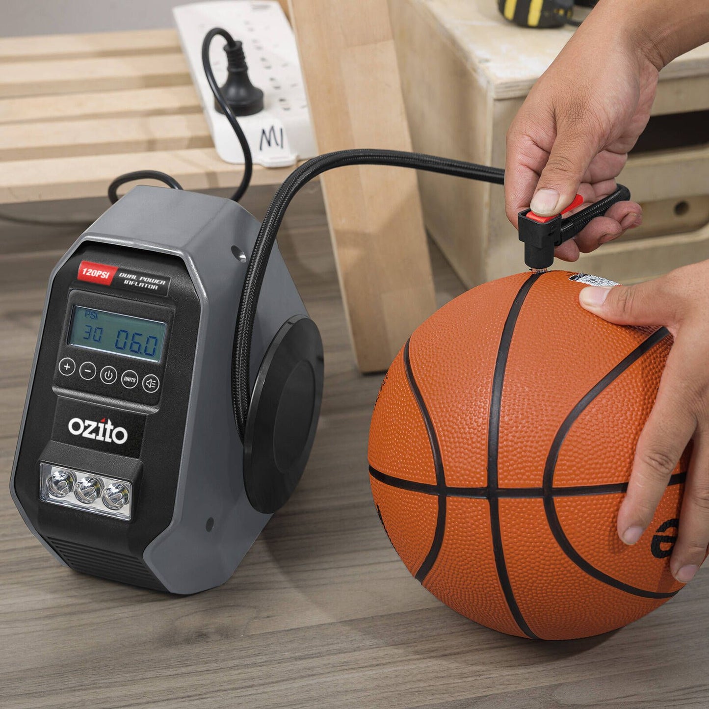 Ozito DPI 6000 Dual Power Inflator - 12V DC & 240V AC