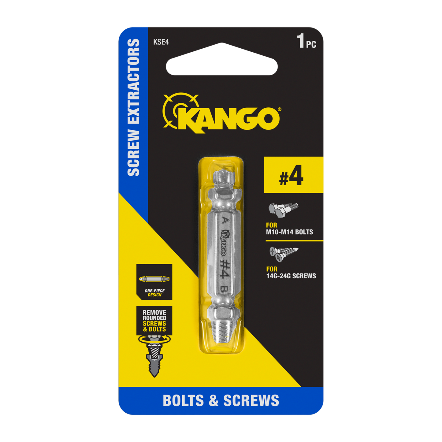 Kango Size 4 Screw Extractor - M2 Steel - 65mm x 10mm x 123mm