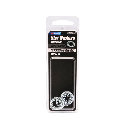 Zenith Zinc Plated Star Washer Assorted M8 M10 M12 - 6 Pack