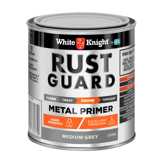 White Knight Rust Guard Metal Primer Paint - Grey 0.25L