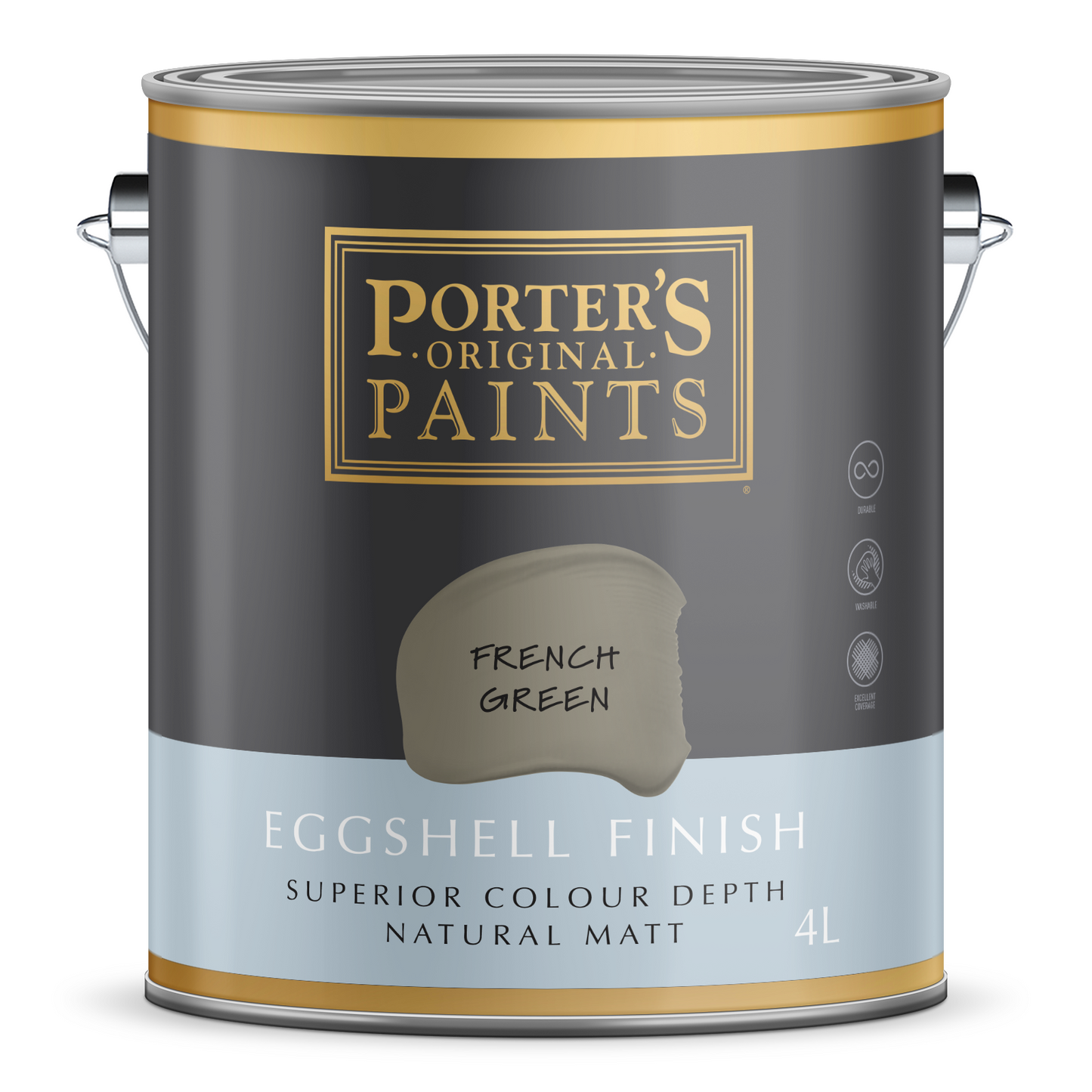 Porter's Washable Paint - 4L - French Green - Eggshell