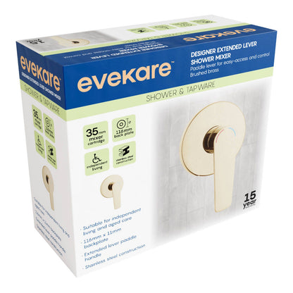 Evekare 35mm Brushed Brass Designer Extended Lever Shower Mixer
