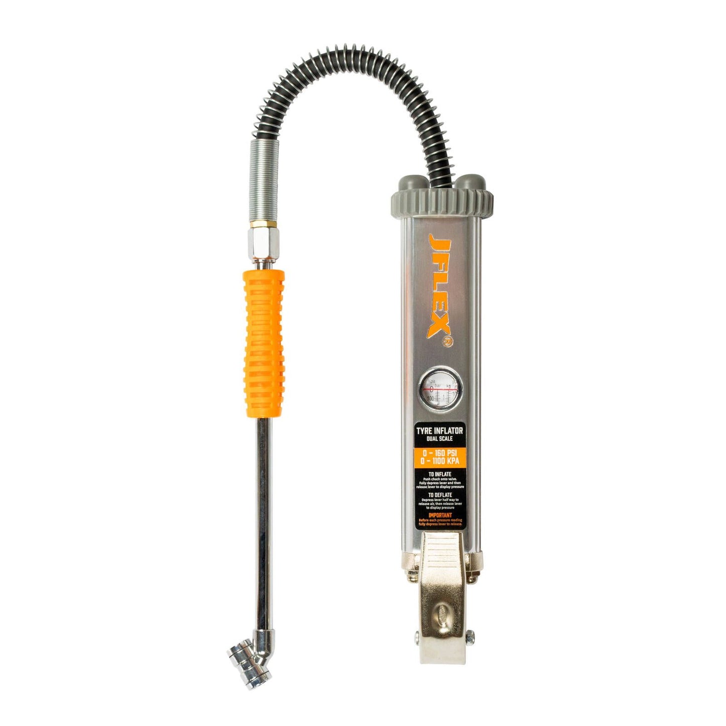 Jflex Tyre Inflator Dual Scale - 420mm Hose - 160 PSI