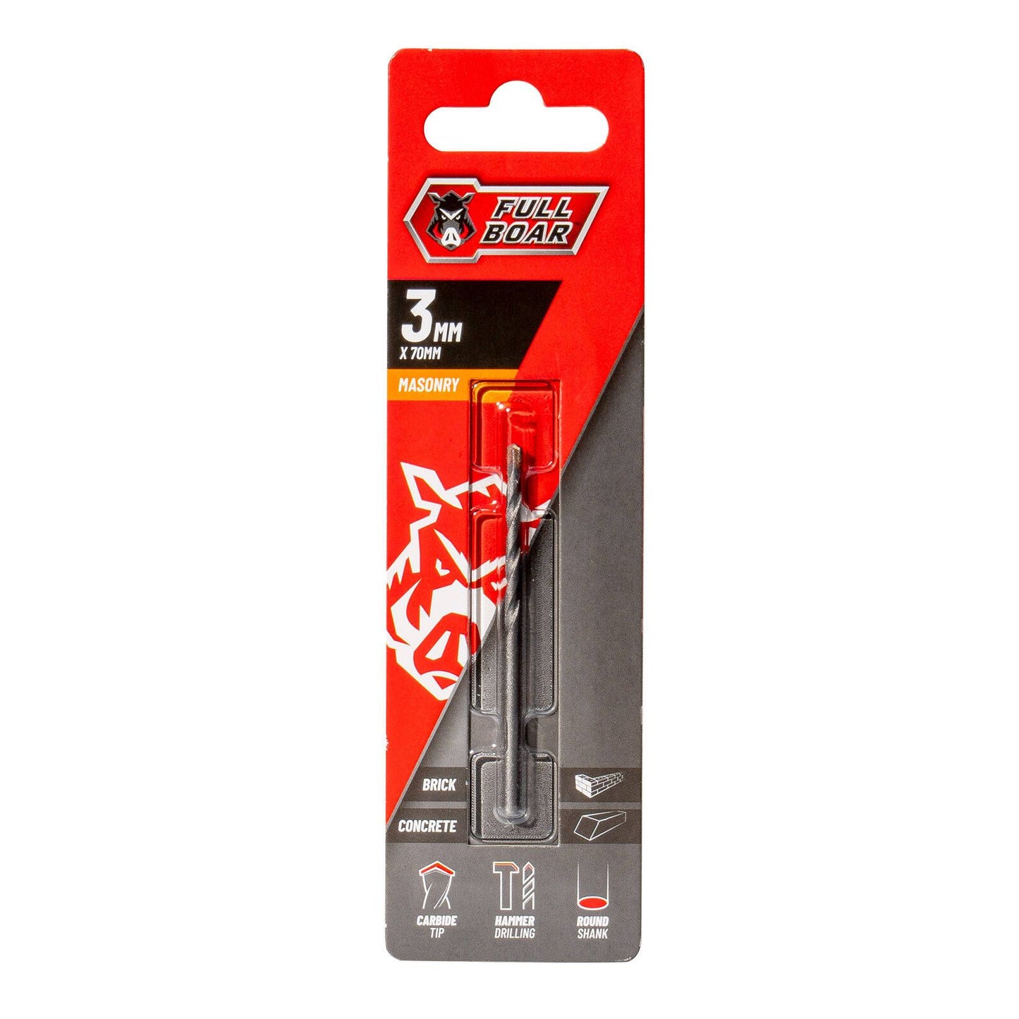 Full Boar TCT Masonry Drill Bit - 3mm - 70mm