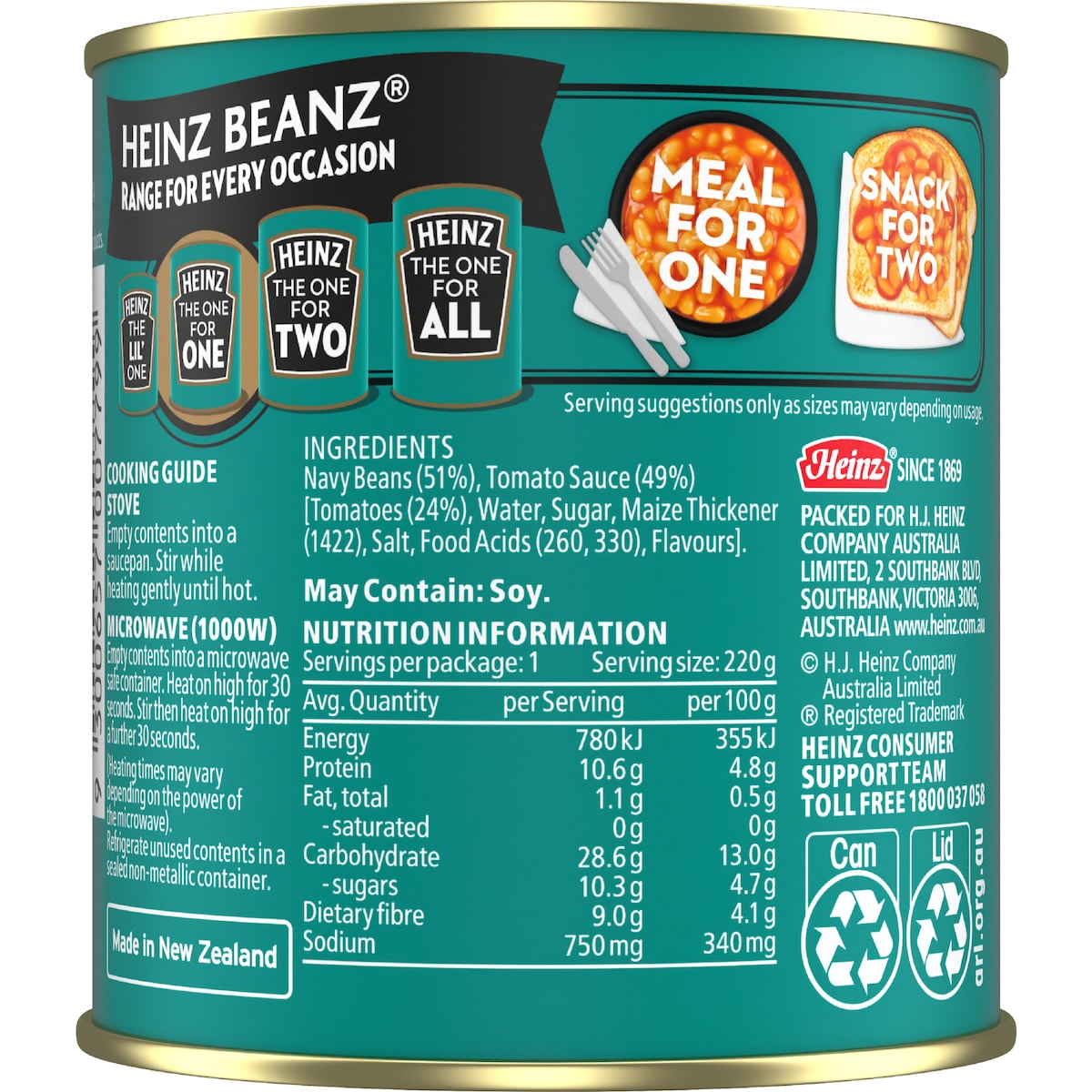 Heinz Beanz Canned Baked Beans In Tomato Sauce Breakfast 220g
